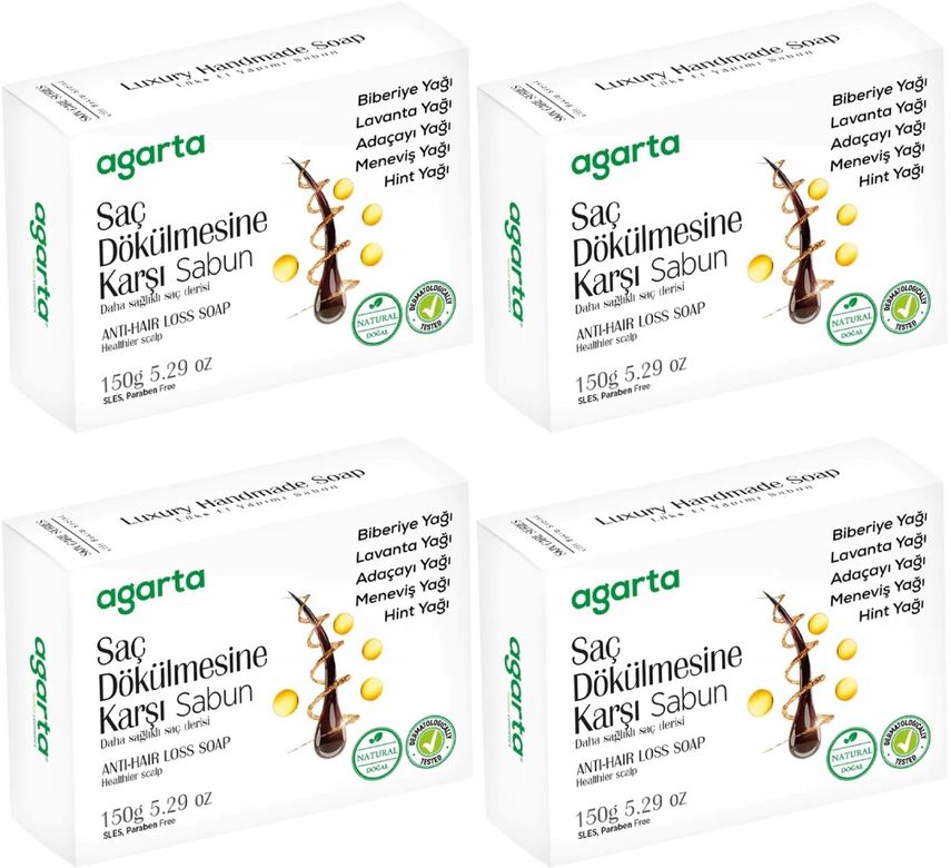 Agarta El Yapımı Doğal Sabun 150GR Saç Dökülmesine Karşı (4 Lü Set)