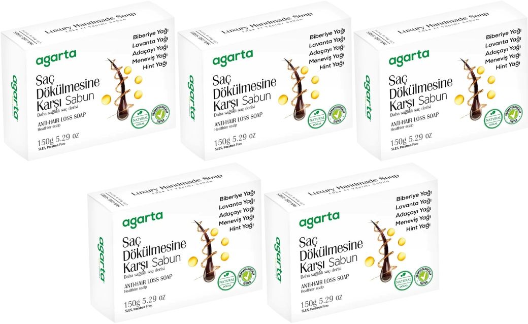 Agarta El Yapımı Doğal Sabun 150GR Saç Dökülmesine Karşı (5 Li Set)