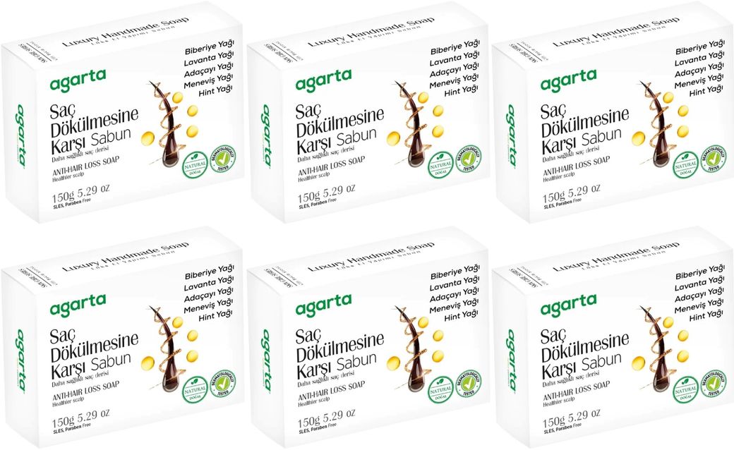 Agarta El Yapımı Doğal Sabun 150GR Saç Dökülmesine Karşı (6 Lı Set)