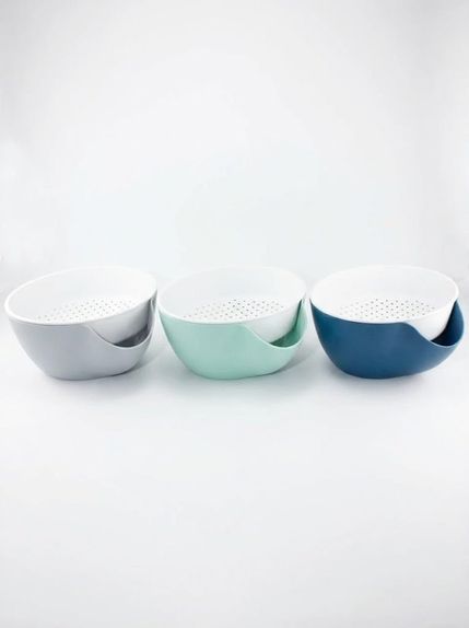 Agu Baby 133242804 Plastik Süzgeç Altı Hazneli Kolay Süzme Ve Dökme Pratik Makarna Süzgeci, Hazneli Kevgir, Lavabo Üstü Süzgeç, Mutfak İçin Çok Amaçlı Süzgeç Aparatı 1 Adet Açık Gri