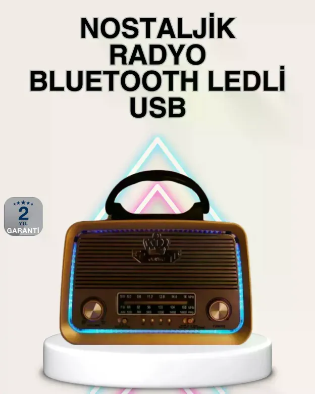 Ahşap Nostaljik Radyo Bluetooth USB SD Kart Destekli