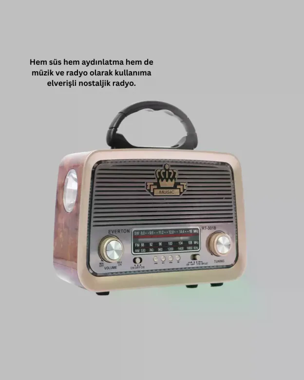 Ahşap Nostaljik Radyo Bluetooth USB SD Kart Destekli