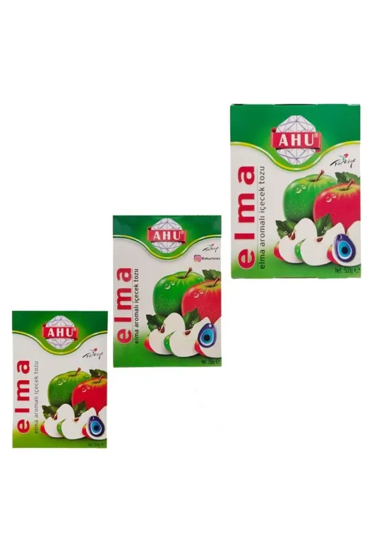 AHU AHU-GD-00001114-01 Elma Hazır Kutu Toz İçecek 500 Gr.+250 Gr.+ 100 Gr. Süper 3'lü Paket