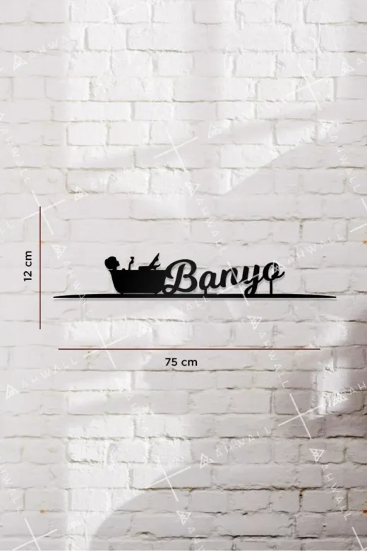 AHWALL 8689850159872 Banyo Yazılı Ahşap Kapı Ve Ayna Üstü Köşe Süsü