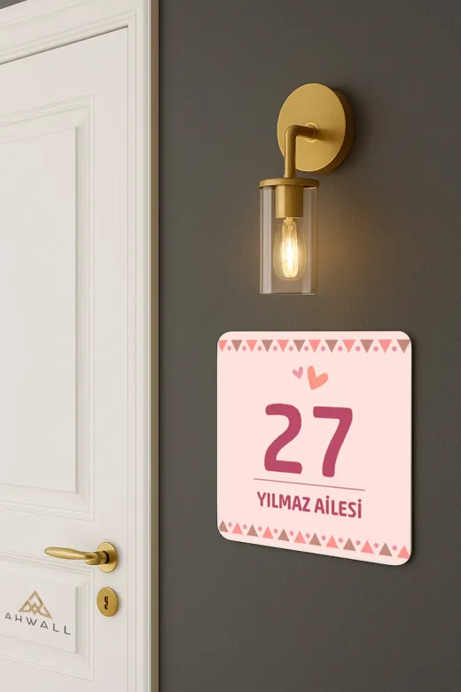 AHWALL AHWALLSBK0019 Kişiye Özel Modern Pastel, Boho Temalı, Baskılı Ahşap Kapı Numarası