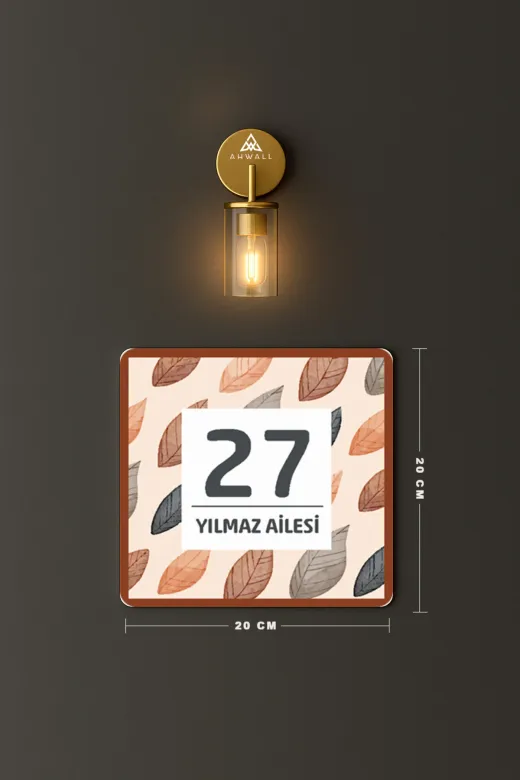 AHWALL AHWALLSBK0020 Kişiye Özel Modern Bohemian, Boho Temalı, Baskılı Ahşap Kapı Numarası