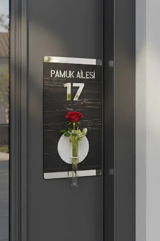 AHWALL AHWPREKP000 Bohem Premium İsme Özel Kapı Numarası Cam Tüp Vazolu