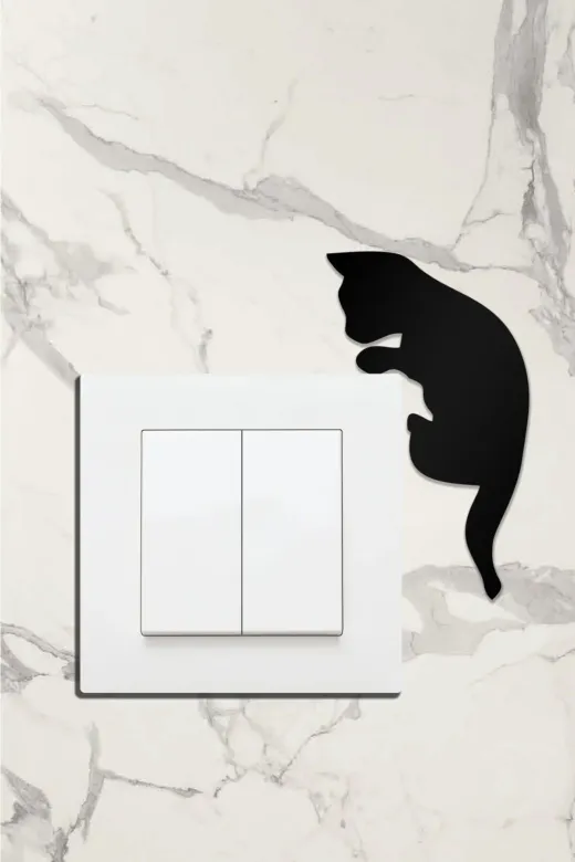 AHWALL AHWTPRZ003 Ahşap Priz Çerçevesi Kedi, Peri, Kanarya Temalı 12'li Set