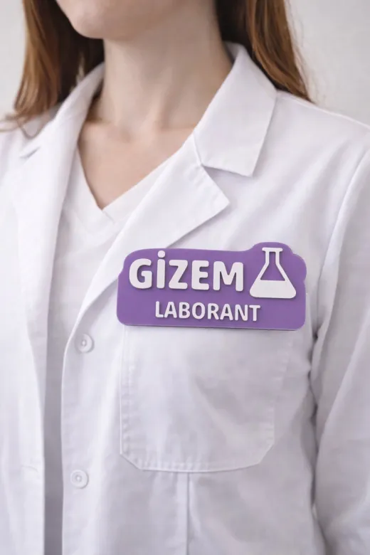 AHWALL AHWYAKA0008 Laborant Yaka Kartı 3D Baskı, İğneli