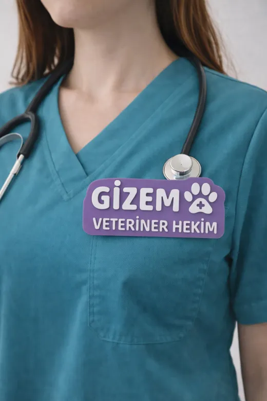 AHWALL AHWYAKA0010 Veteriner Hekim Yaka Kartı 3D Baskı, İğneli
