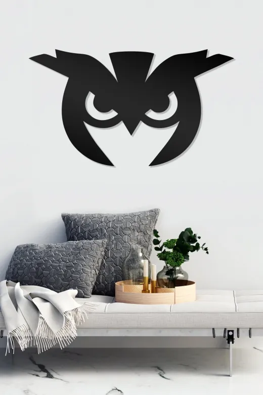 AHWALL AW000107 Baykuş Figürlü Dekoratif Ahşap Tablo