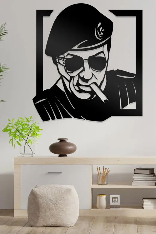 AHWALL AW00019 Sylvester Stallone Figürlü Dekoratif Ahşap Tablo