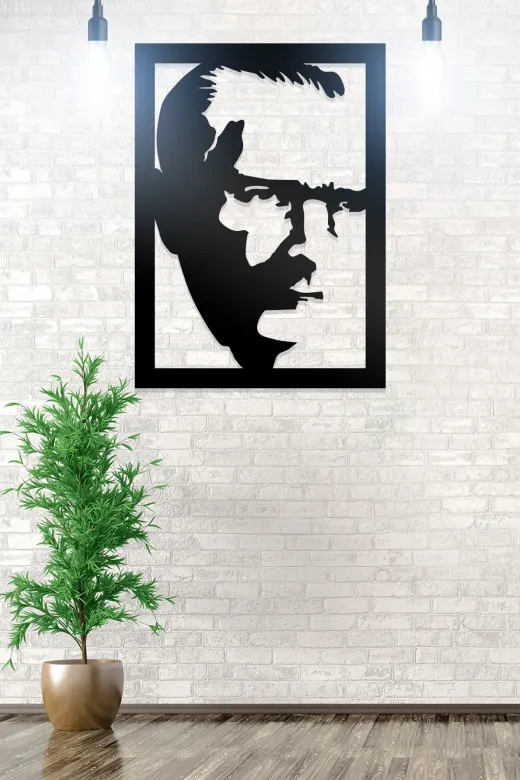AHWALL AW00068 Çerçeveli Atatürk Figürlü Dekoratif Ahşap Tablo