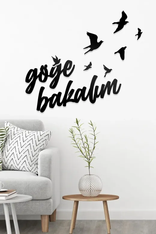 AHWALL AW00079 Göğe Bakalım Yazılı Dekoratif Ahşap Tablo