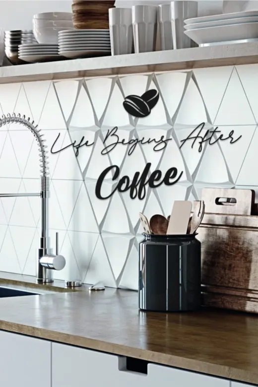 AHWALL AW00204 Life Begins After Coffee Yazılı Dekoratif Ahşap Tablo