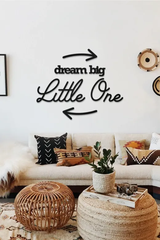 AHWALL AW00235 Dream Big Little One Yazılı Dekoratif Ahşap Tablo