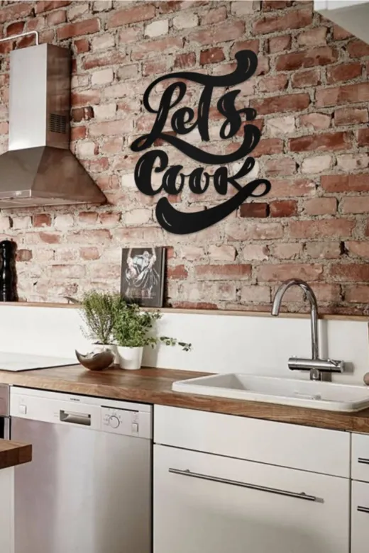 AHWALL AW00236 Lets Cook Yazılı Dekoratif Ahşap Tablo
