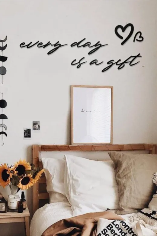 AHWALL AW00237 Every Day Is A Gift Yazılı Dekoratif Ahşap Tablo