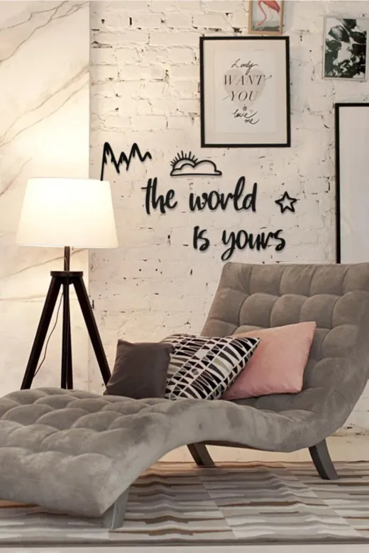 AHWALL AW00246 The World Is Yours Yazılı Dekoratif Ahşap Tablo