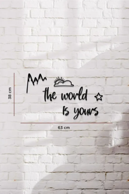 AHWALL AW00246 The World Is Yours Yazılı Dekoratif Ahşap Tablo