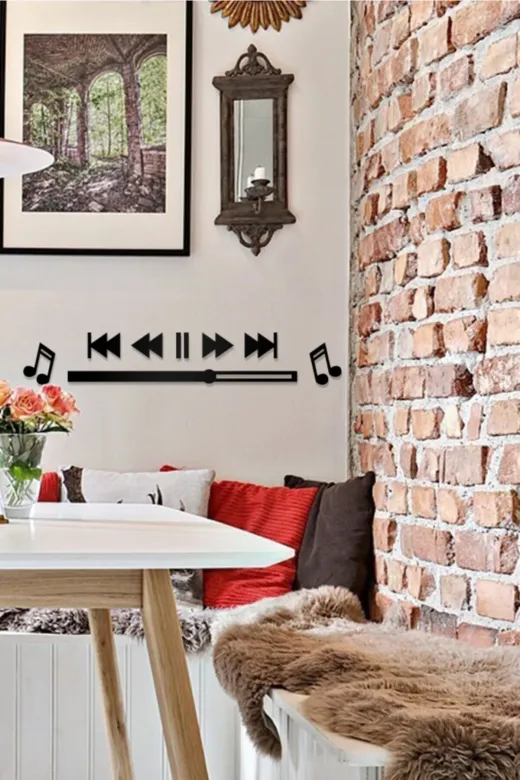 AHWALL AW00249 Müzik Bar Motifli Dekoratif Ahşap Tablo