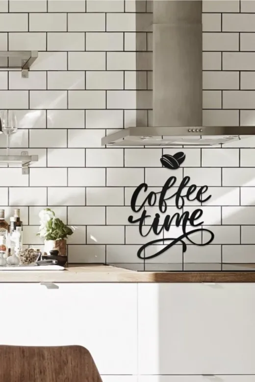 AHWALL AW00254 Coffee Time Yazılı Dekoratif Ahşap Tablo