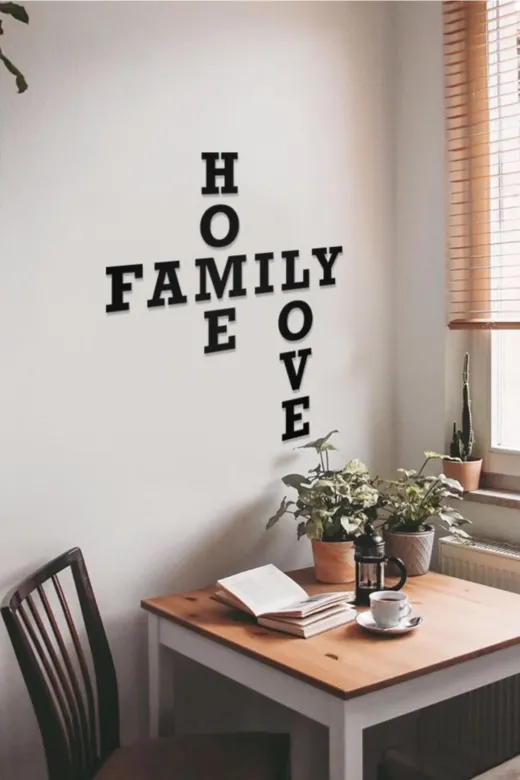 AHWALL AW00261 Home, Family, Love Yazılı Dekoratif Ahşap Tablo