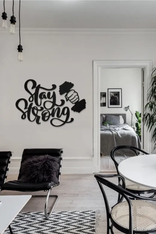 AHWALL AW00267 Stay Strong Yazılı Dekoratif Ahşap Tablo