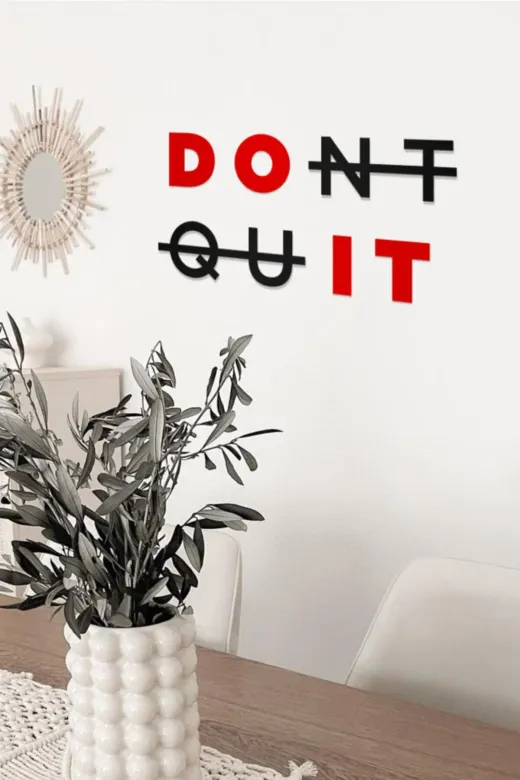 AHWALL AW00277 Dont Quit Yazılı Dekoratif Ahşap Tablo