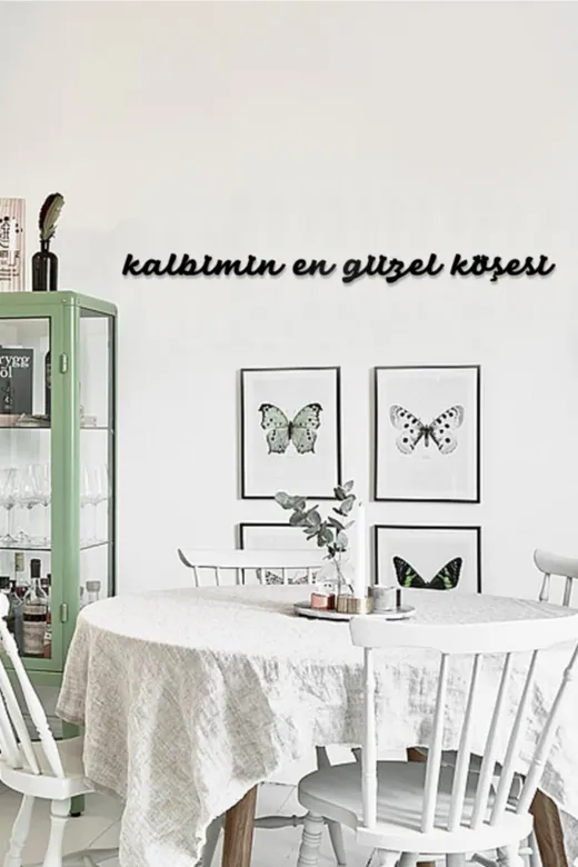 AHWALL AW00302 Kalbimin En Güzel Köşesi Yazılı Dekoratif Ahşap Tablo