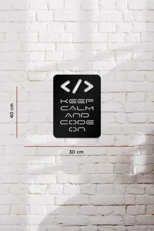 AHWALL AW00305 Keep Calm And Code On Yazılı Dekoratif Ahşap Tablo
