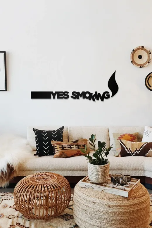 AHWALL AW00353 Yes Smoking Temalı Dekoratif Ahşap Tablo