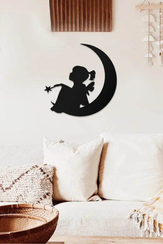 AHWALL AW00391 Ay Ve Çocuk Temalı Dekoratif Ahşap Tablo