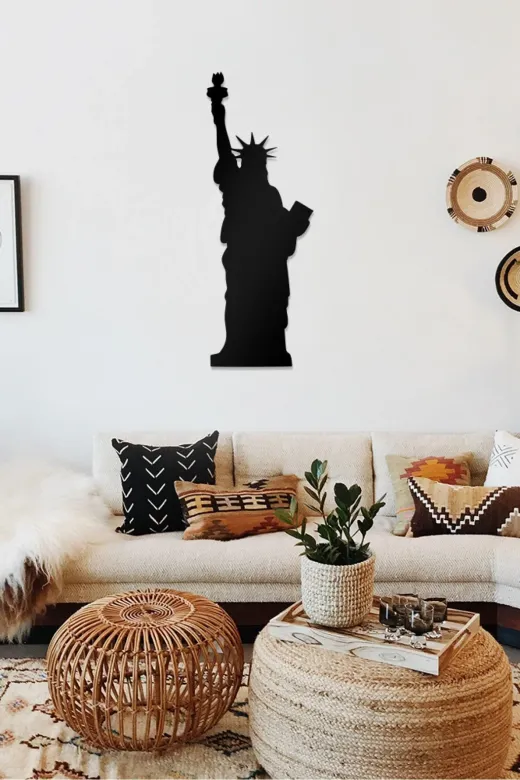 AHWALL AW00396 Özgürlük Heykeli Temalı Dekoratif Ahşap Tablo