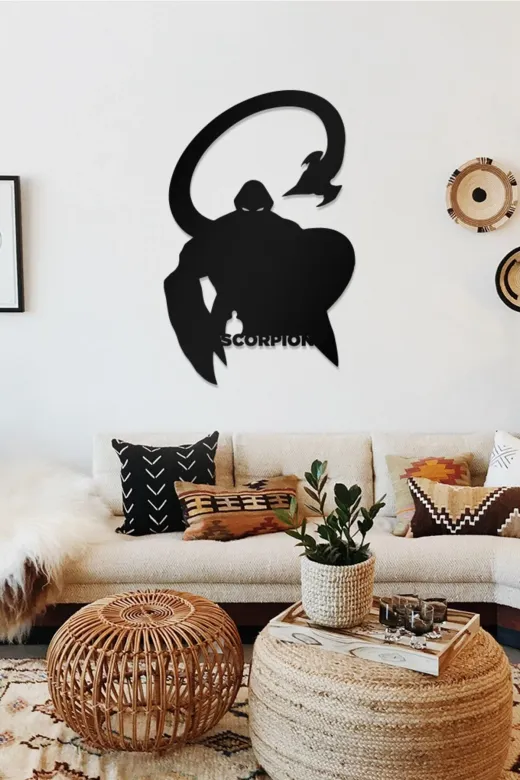 AHWALL AW00414 Scorpion Temalı Dekoratif Ahşap Tablo
