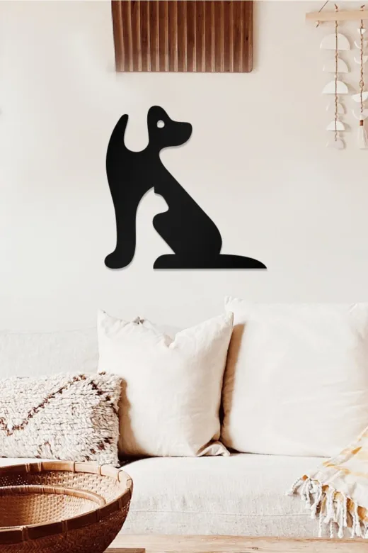 AHWALL AW00424 Kedi Ve Köpek Temalı Dekoratif Ahşap Tablo