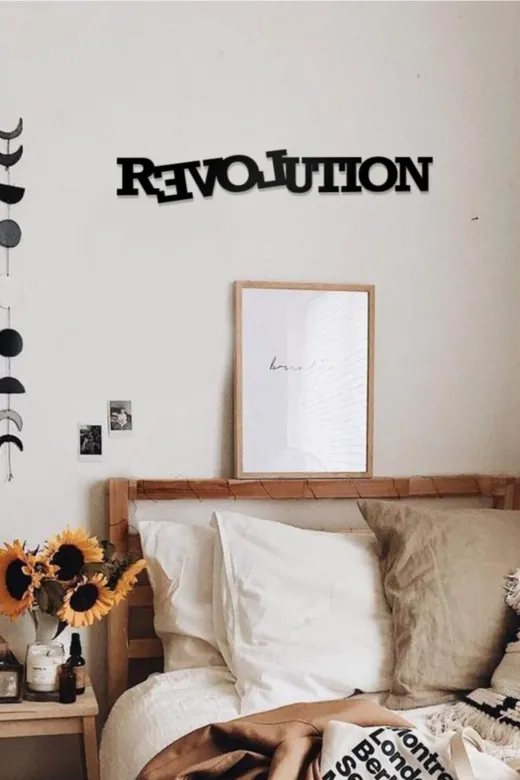 AHWALL AW00629 Revolution Yazılı Dekoratif Ahşap Tablo