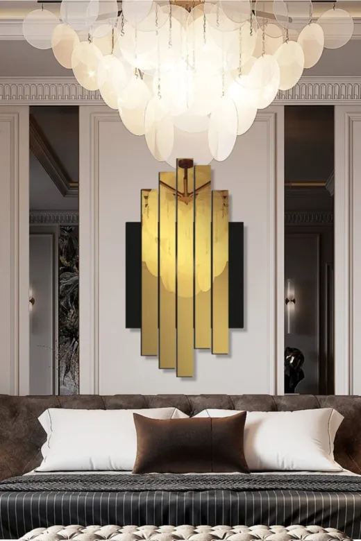 AHWALL AW70048 Mdf Üzeri Aynalı Pleksi Asimetrik Tablo Siyah Gold