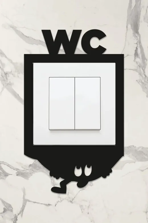 AHWALL AW80039 Ahşap Priz Çerçevesi Wc, Tuvalet Temalı