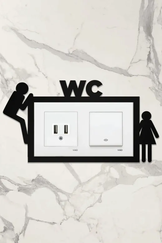 AHWALL AW80104 Ahşap Ikili Priz Çerçevesi Wc, Tuvalet Temalı