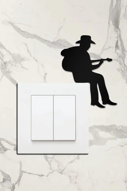 AHWALL AW80208 Ahşap Priz Çerçevesi Gitar Çalan Adam Temalı