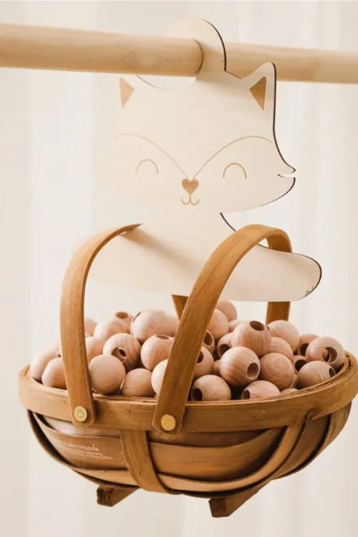 AHWALL AW91001 Kedi Temalı Ahşap Bebek Elbise Askısı 3'lü Set