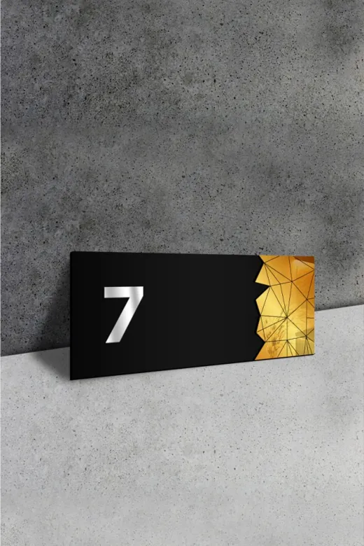 AHWALL AW91013 Dekoratif Aynalı Kapı Numarası Pleksi No: 7, Gold