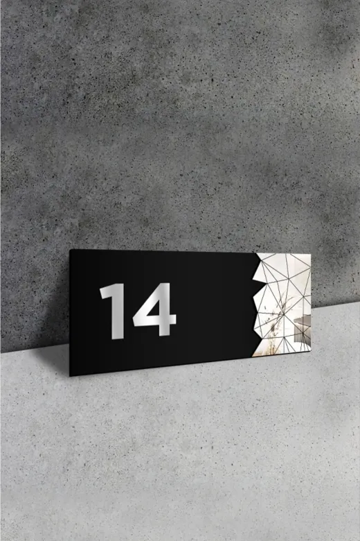 AHWALL AW91028 Dekoratif Aynalı Kapı Numarası Pleksi No: 14, Gümüş