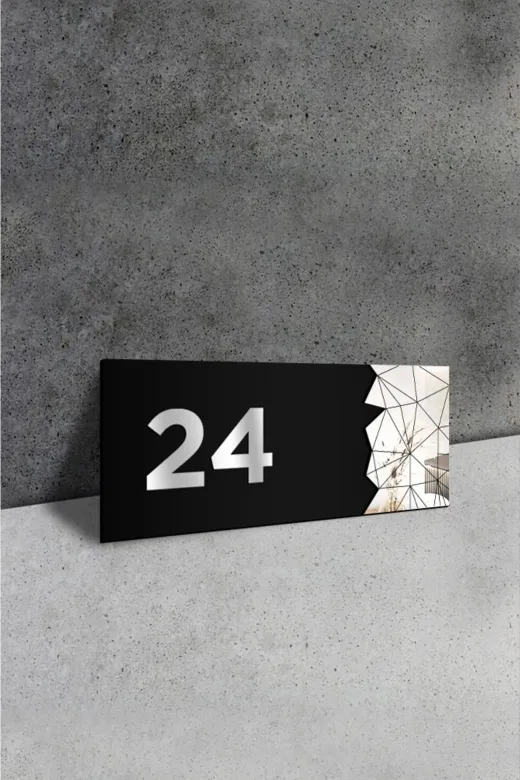 AHWALL AW91048 Dekoratif Aynalı Kapı Numarası Pleksi No: 24, Gümüş