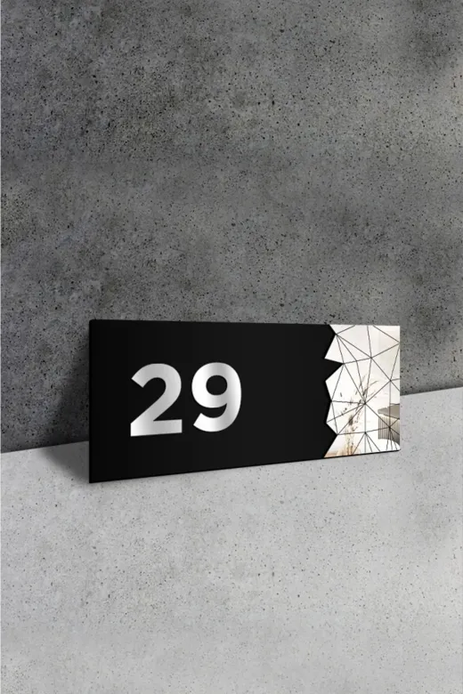 AHWALL AW91058 Dekoratif Aynalı Kapı Numarası Pleksi No: 29, Gümüş