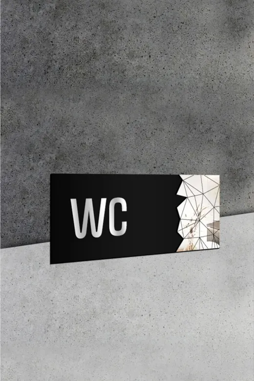 AHWALL AW91062 Dekoratif Aynalı Kapı Numarası Pleksi Wc Tabelası, Gold