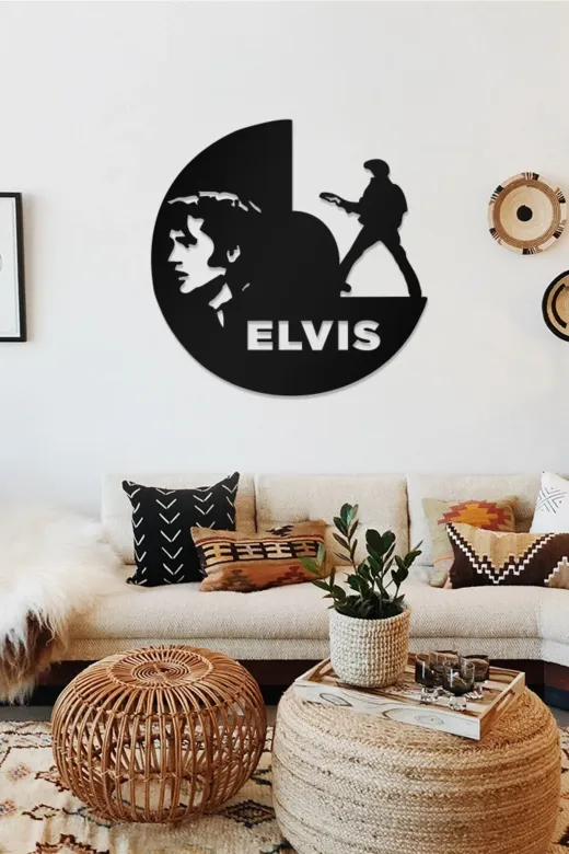 AHWALL OA0002-36 Elvis Presley Temalı Dekoratif Ahşap Tablo