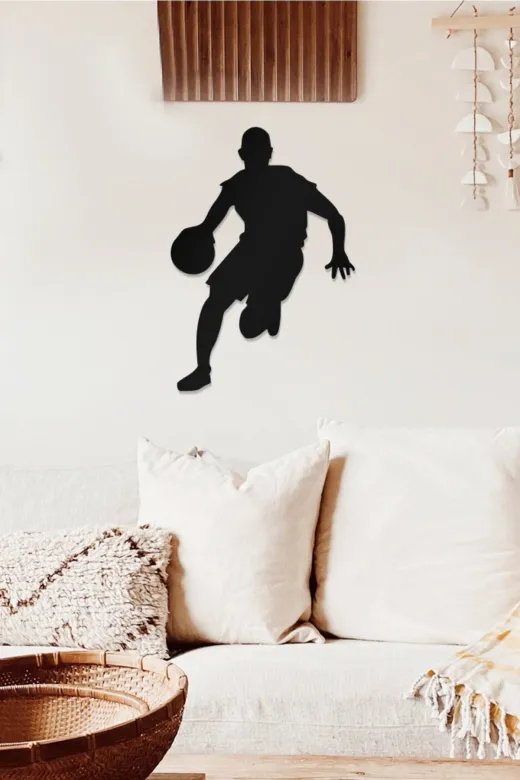 AHWALL OA0002-60 Basketbol Temalı Dekoratif Ahşap Tablo