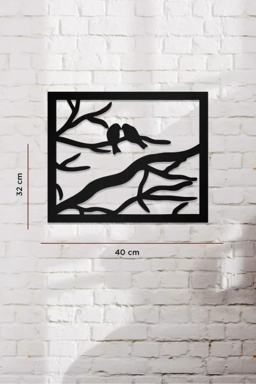 AHWALL OA002-7 Dalda Kuş Temalı Dekoratif Ahşap Tablo